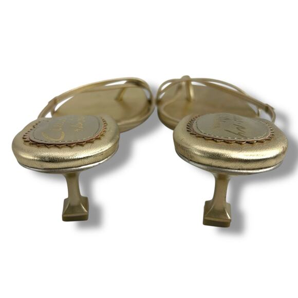 Circus NY Sam Edelman Gold Leaf Metallic Kitten Heels Size 8 Dress Sandals EUC - Picture 6 of 14